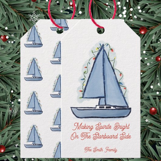 Étiquettes-cadeau Sailboat Christmas Card
