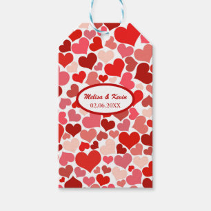 Étiquettes-cadeau Saint Valentin Amour Coeurs rouges