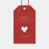 Étiquettes-cadeau Saint-Valentin au coeur rouge et blanc (Devant)