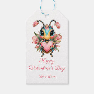 Étiquettes-cadeau Saint-Valentin Bug Heart fantaisiste