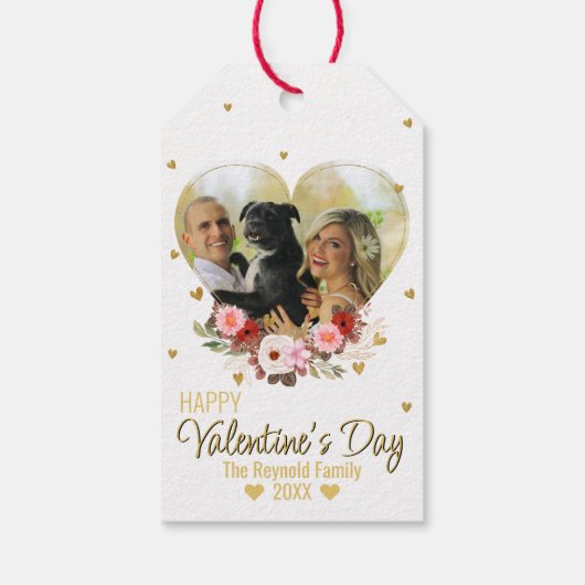 Étiquettes-cadeau Saint-Valentin Coeur Parties scintillant d'or Coeu (Dos)