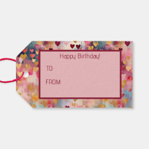 Étiquettes-cadeau Saint Valentin Coeurs Abstraits de couleur or