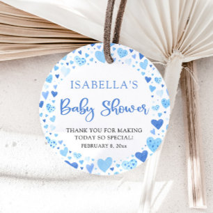 Étiquettes Cadeau Saint-Valentin Cœurs Bleus Baby Shower