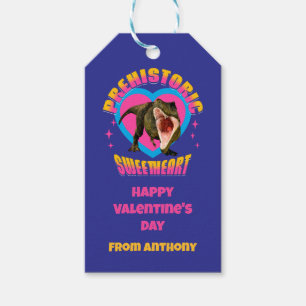 Étiquettes-cadeau Saint-Valentin personnalisé de dinosaure drôle