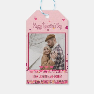 Étiquettes-cadeau Saint-Valentin Photo personnalisée Coeurs roses