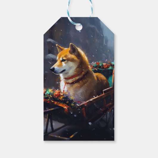 Étiquettes-cadeau Saison de Noël de Shiba Inu (Dos)