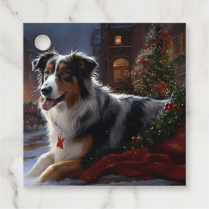 Étiquettes Cadeau Saison de Noël du berger australien