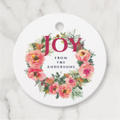 Étiquettes Cadeau Saison de vacances Pink Joy Wreath Botanique (Devant)