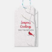 Étiquettes-cadeau Saison de vacances Salutation Red Cardinal Birch T (Devant)