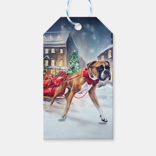 Étiquettes-cadeau Saison Festive de Noël de Boxer (Devant)
