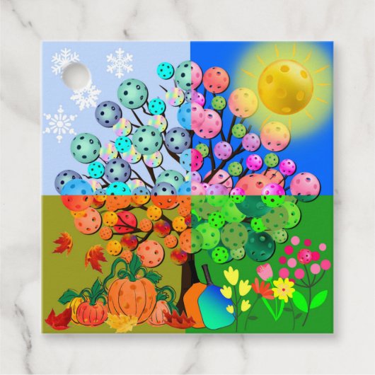 Étiquettes Cadeau Saison Toujours Pickleball hiver printemps été aut (Devant)