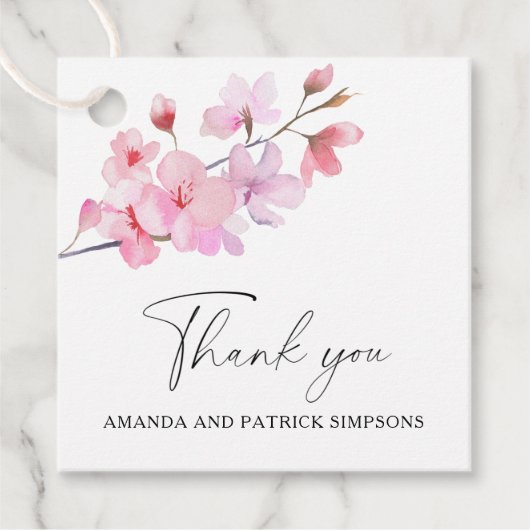 Étiquettes Cadeau Sakura - Merci Mariage (Devant)