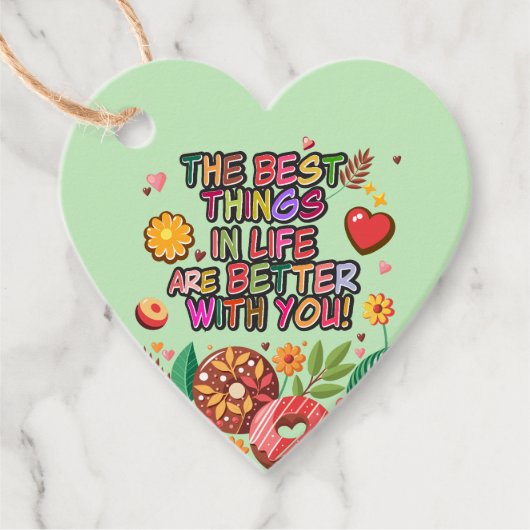 Étiquettes Cadeau Salle de classe Saint-Valentin Boho Donuts et fleu (Devant)