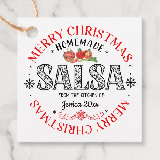 Étiquettes Cadeau Salsa Maison Joyeux Noël de la cuisine de (Devant)