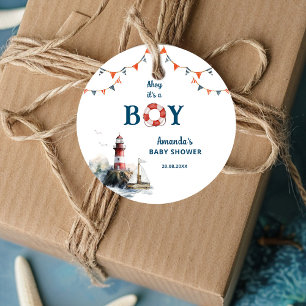 Étiquettes Cadeau Salut C'est un Garçon Baby Shower Marin