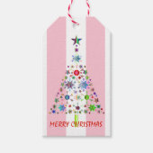 Étiquettes-cadeau Salutation de Noël rose et blanc (Devant)