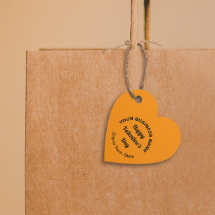 Étiquettes Cadeau Salutation de Saint-Valentin sur Orange Color Hear