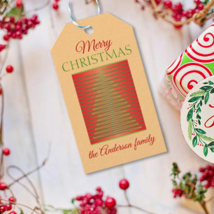Étiquettes-cadeau Salutation minimaliste, rouge et verte Joyeux Noël