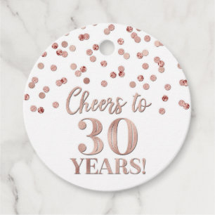 Étiquettes Cadeau Salutations à 30 ans Rose Gold Confetti