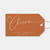 Étiquettes-cadeau Salutations minimum Burnt Orange Script personnali (Devant (Horizontal))