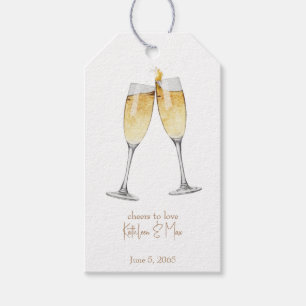 Étiquettes-cadeau Salutations pour aimer Toast de Champagne personna