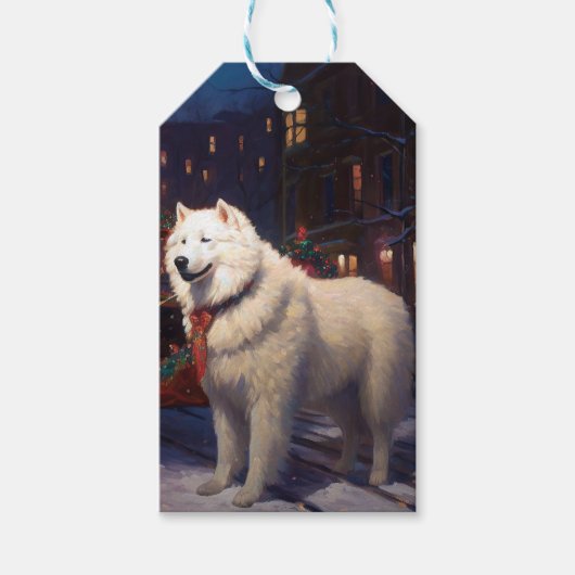 Étiquettes-cadeau Samoyed Christmas Festive Saison (Devant)