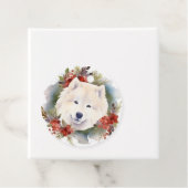 Étiquettes Cadeau Samoyed Christmas Wreath Festive Pup (En situation)