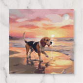 Étiquettes Cadeau Sandy Paws Chien Beagle sur le coucher du soleil d (Dos)