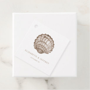Étiquettes Cadeau Sandy Seashells Marine Ocean Beach Mariage