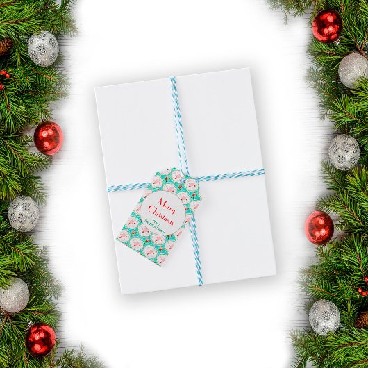 Étiquettes-cadeau Santa Christmas Pickleball Ogee Pattern