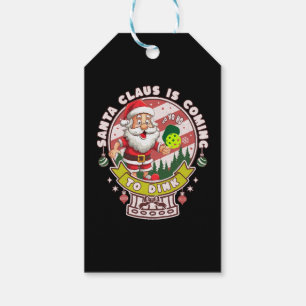 Étiquettes-cadeau Santa Pickleball Noël, Santa drôle
