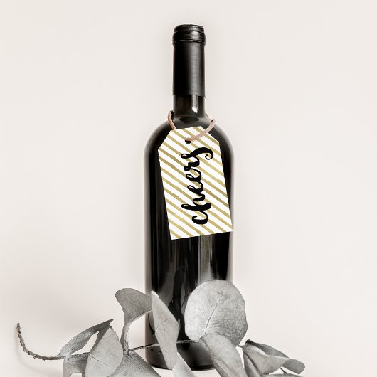 Étiquettes-cadeau Santé | Black & Faux Gold Stripe