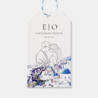 Étiquettes-cadeau Santorin Grèce Mariage Destination été