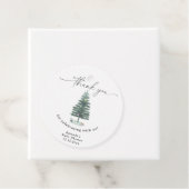 Étiquettes Cadeau Sapin de Noël aquarelle Merci (En situation)