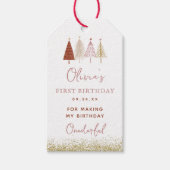 Étiquettes-cadeau Sapin de Noël Fille Hiver 1er Anniversaire Merci (Devant)