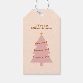 Étiquettes-cadeau sapin de Noël rose célébrant les fêtes de Noël