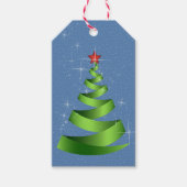 Étiquettes-cadeau Sapin de Noël Ruban Vert Étincelant (Devant)