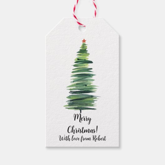 Étiquettes-cadeau Sapin de Noël vert (Devant)