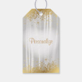 Étiquettes-cadeau Satin blanc pur Merci et or (Dos)