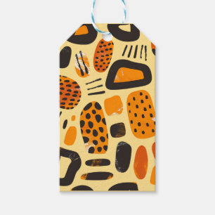 Étiquettes-cadeau "Savanna Pop : Vibes tribales en orange et noir"