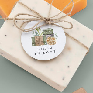 Étiquettes Cadeau Savon de douche de mariage fait main "Enrobé d'amo