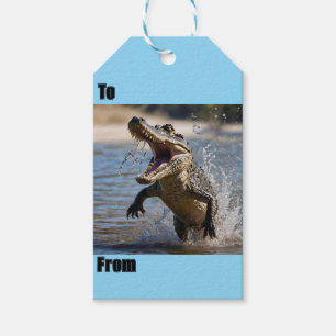 Étiquettes-cadeau Scary Jaws : Le Crocodile australien saute aux pie