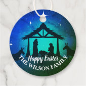 Étiquettes Cadeau Scène de Nativité - Joyeux Pâques | (Devant)
