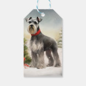 Étiquettes-cadeau Schnauzer Chien à Noël de neige (Dos)