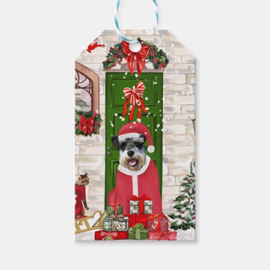 Étiquettes-cadeau Schnauzer Chien Noël (Devant)