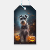 Étiquettes-cadeau Schnauzer d'Halloween avec la peur Citrouille (Devant)