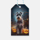 Étiquettes-cadeau Schnauzer d'Halloween avec la peur Citrouille (Dos)