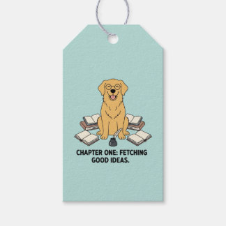 Étiquettes-cadeau Scholar Golden Retriever Reading Books Opal Cute