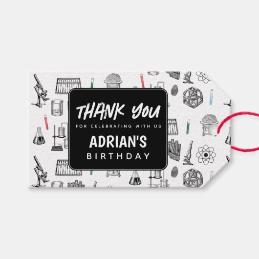 Étiquettes-cadeau Science Chimie Scientifique Thème de fête d'annive (Devant (Horizontal))