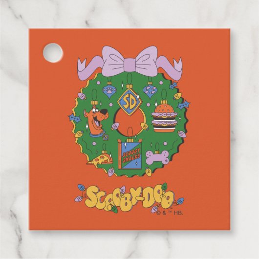 Étiquettes Cadeau Scooby-Doo Snack Vacances Wreath Graphisme (Devant)